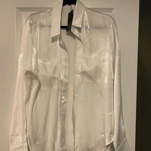 Nasty Gal size 8 white shimmer shirt